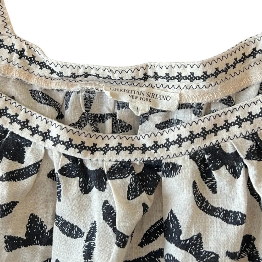 Christian Siriano Women's NY Boho Blouse -Black & White-Size Large - Picture 4 of 7
